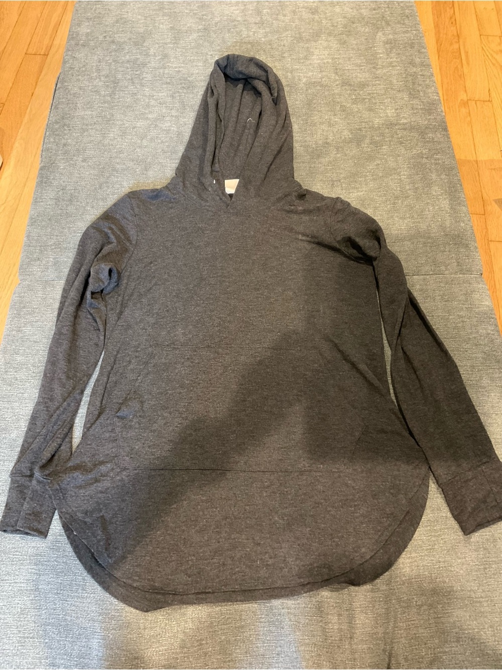 Dark Gray Lightweight Hooded Tunic Sweatshirt Pullover